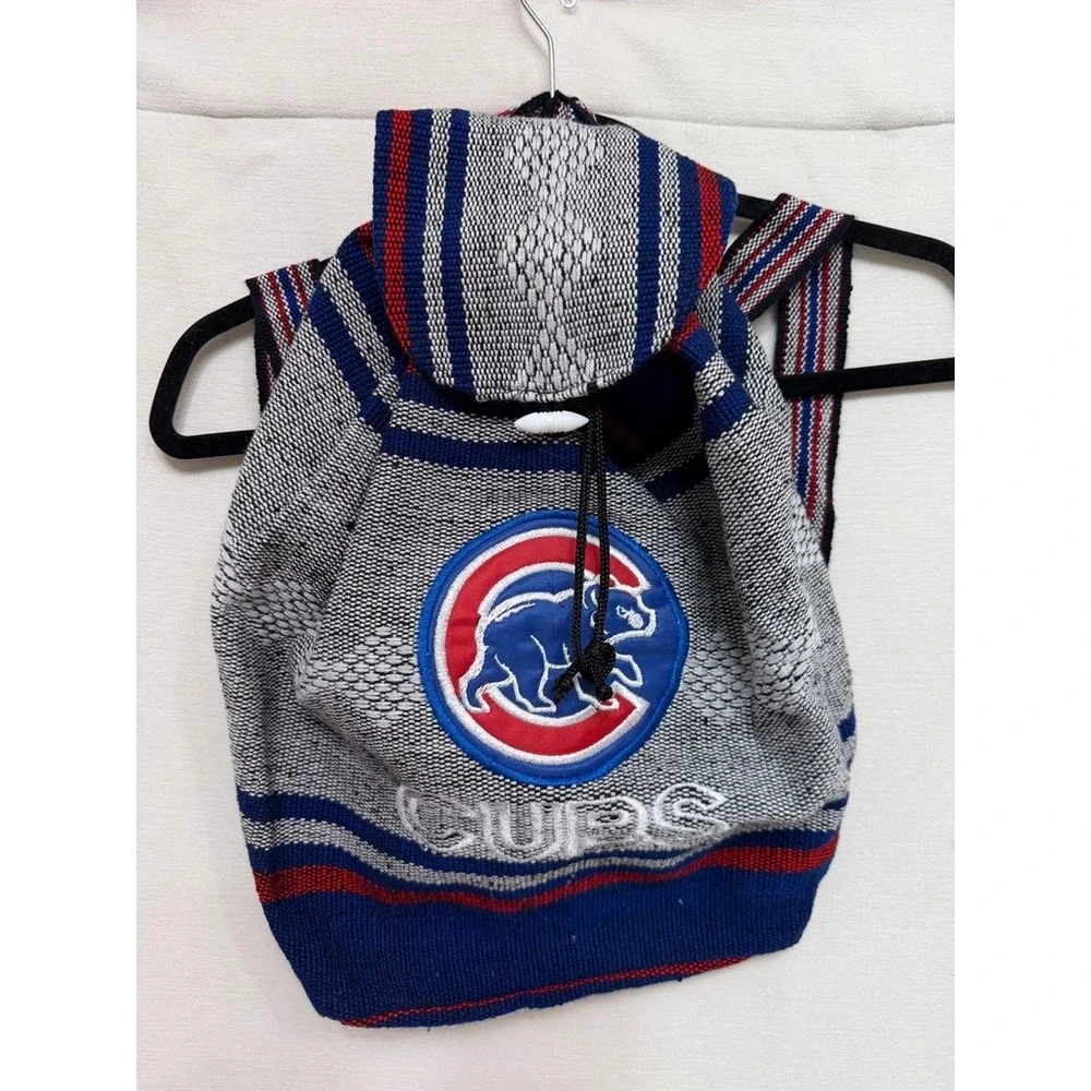 Chicago Cubs Woven Baja Style Backpack Drawstring Bag Team Logo MLB